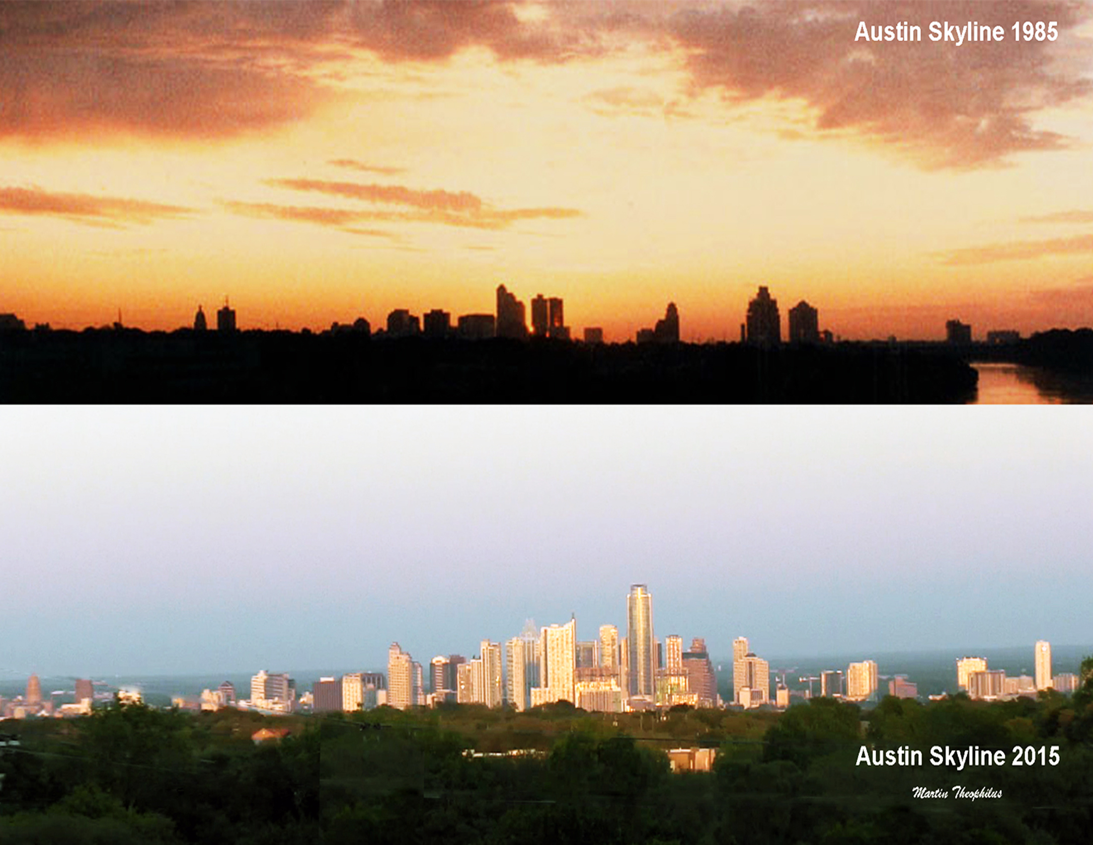 Austin, Texas in 1985 and 2015