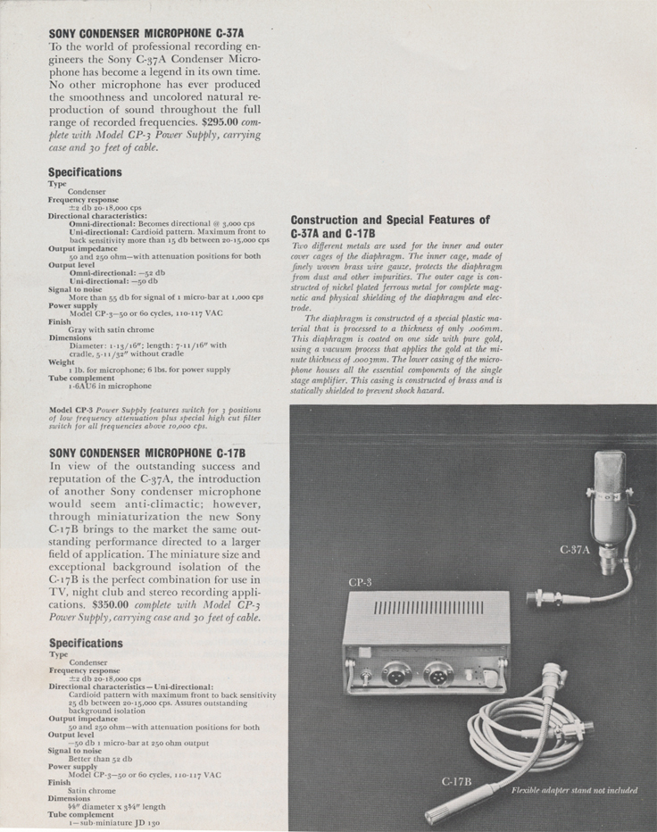 1961 ad for the Sony C37A mic