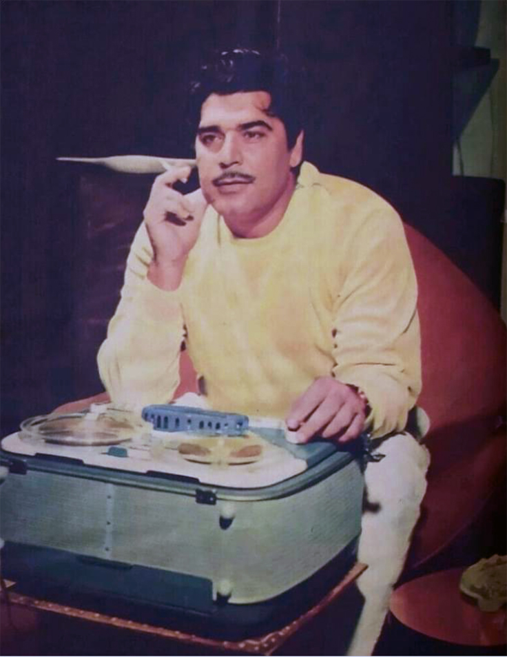 Ajit Indian Actor with Phillips reel tape recorder