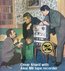 Omar Sharif with Akai M8 tape recorder
