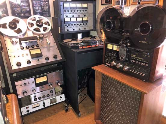 Ampex 351, Teac Tascam Series 70 8 track, Technics RS-1700 and Altec Velencia speaker