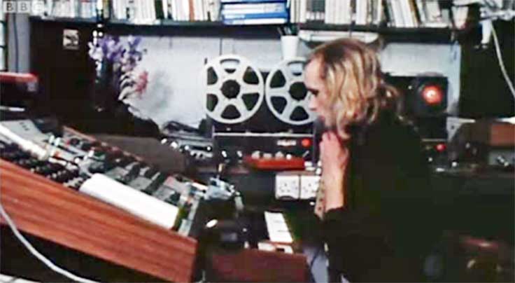 Brian Eno with Revox reel tape recorders