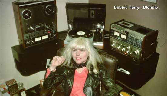Debbie Harry of Blondie with Teac tape recorder