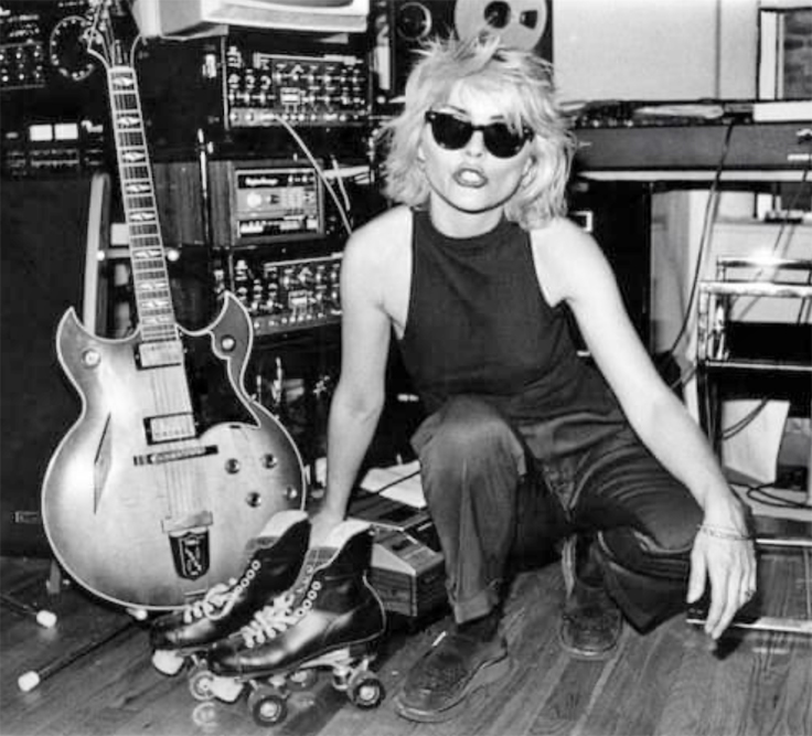 Debbie Harry with Teac reel tape recorder