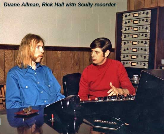 Duane Allman and Rick Hall with Scully reel tape recorder