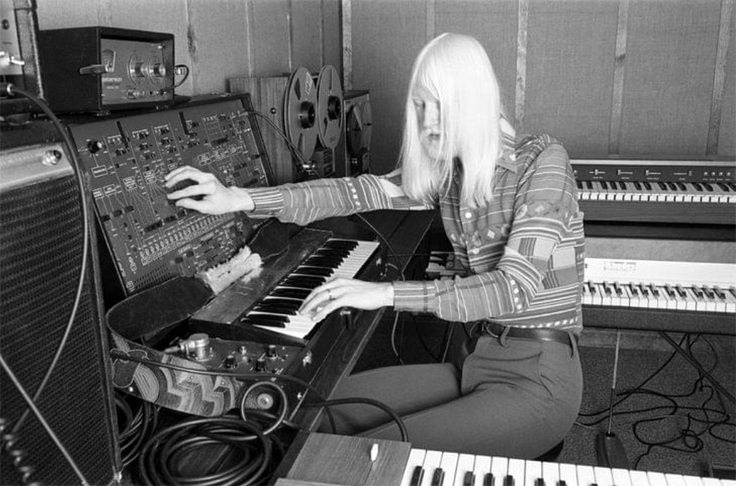 Edgar Winter with Teac reel to reel tape recorder