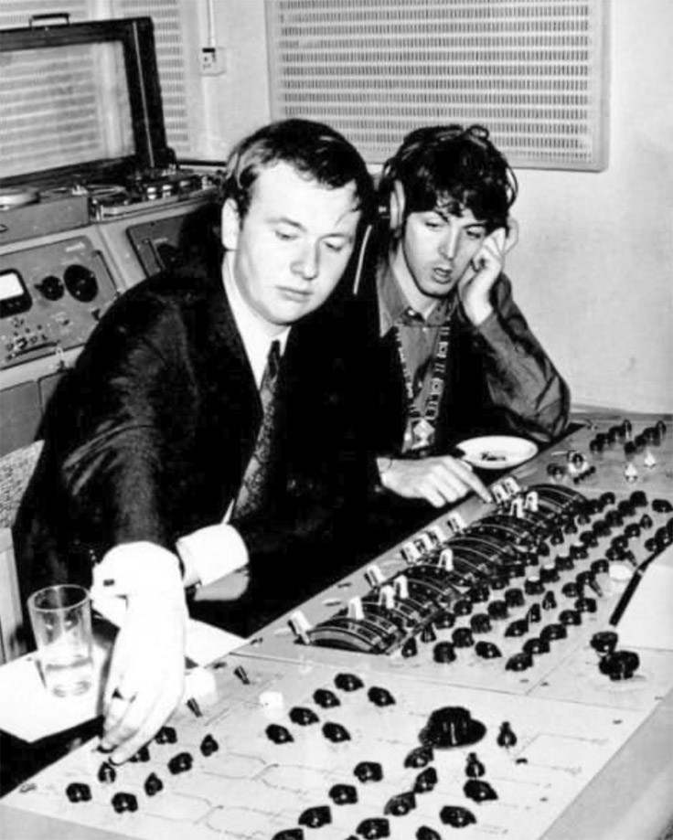 Geoff Emerick with Paul McCartney and BRT recording equipment equipment