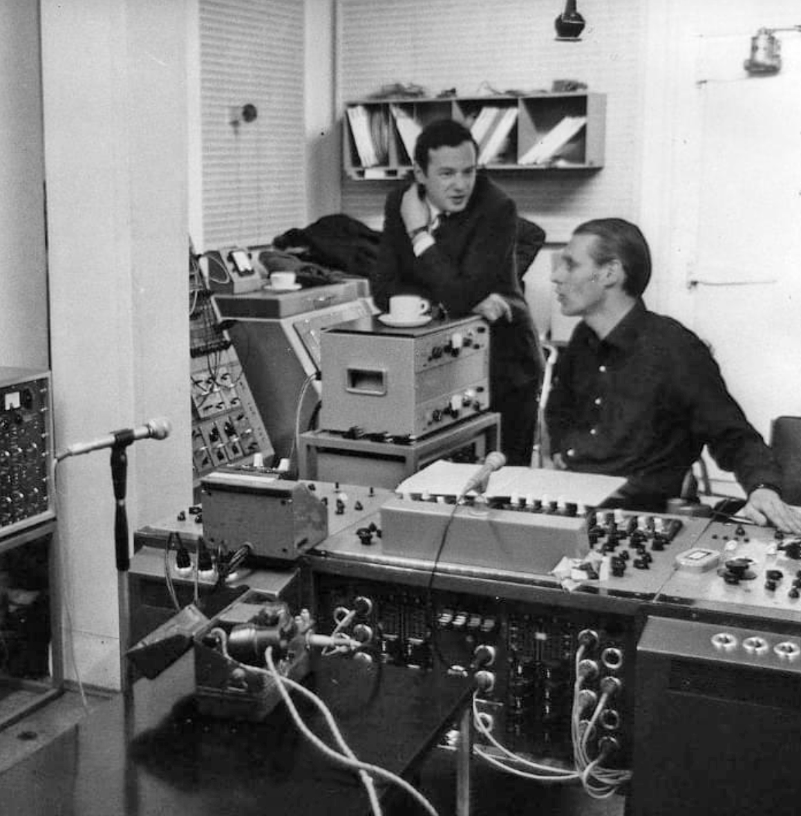 Brian Epstein and George Martin with BTR reel tape recorders