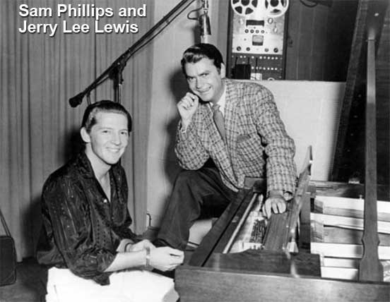 Jerry Lee Lewis and Sam Phillips Sun Studio with Ampex reel tape recorder