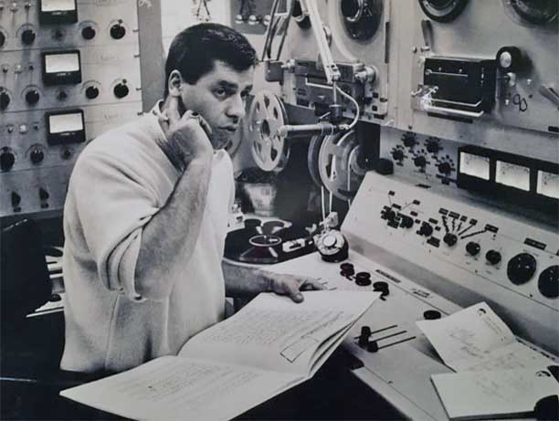Jerry Lewis in Studio with Ampex and Concertone reel tape recorders