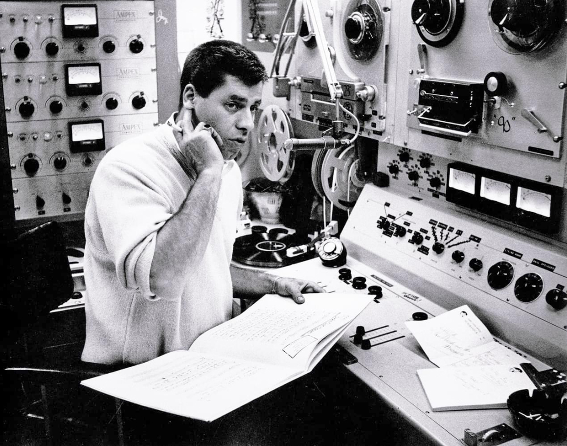 Jerry Lewis in Studio with Ampex and Concertone reel tape recorders