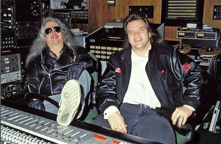 Jim Strinman and Meat Loaf with Ampex reel tape recorders