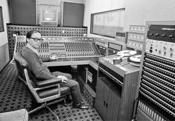 Joe Yu inside the Island Records mobile recording studio on December 10, 1973 in London (Photo by Brian Cook/Redferns)