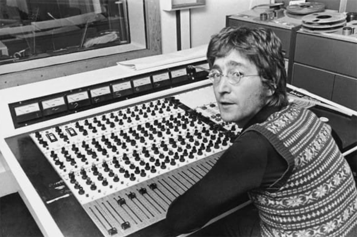 John Lennon in studio with 3M M56 recorder