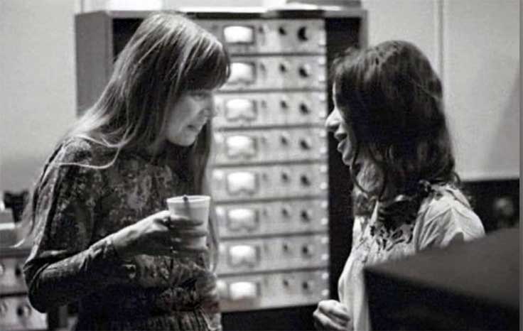 Joni Mitchell with Carole King at A&M Records