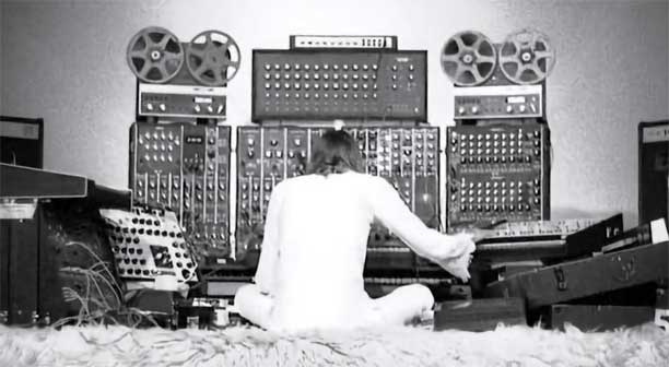 Klaus Schulze with Revox reel tape recorders