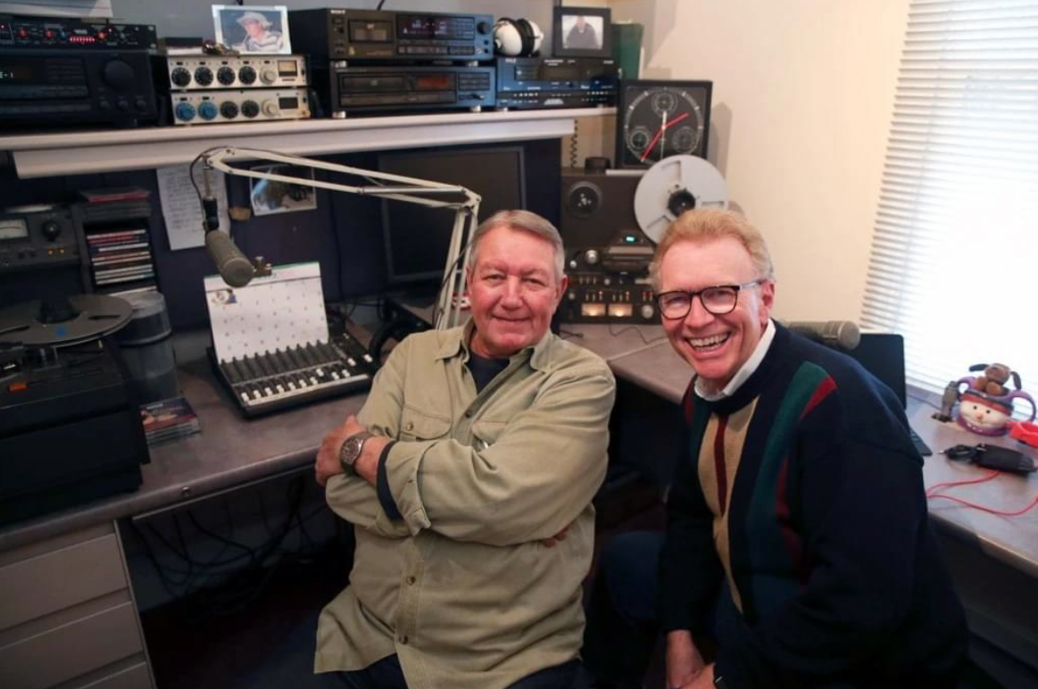 Larry Bly and Larry Dowdy with Teac Tascam reel tape recorder