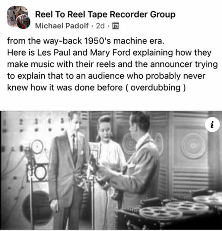 Les Paul and Mary Ford demonstrating Ampex reel tape recorders on TV show