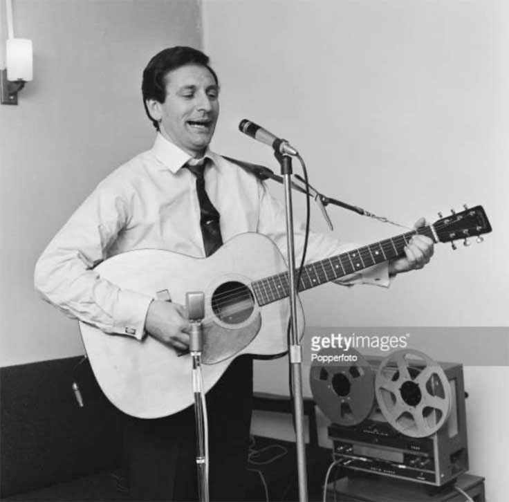 Lonnie Donegan with Akai Reel tape recorder and Reslo and Shure mics