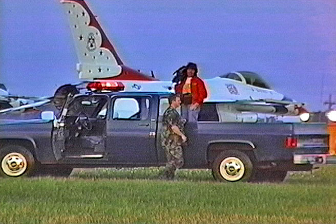 Chris shooting hot air ballooning video at Andrews Air Force Base