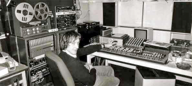 Mike Kemp Spaceward Studios UK with Revox reel tape recorder