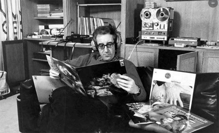 Peter Sellers with an Akai or Roberts reel tape recorder