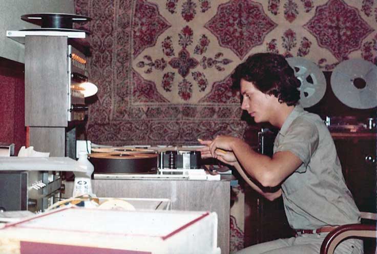 Michael Mason at the Stephens 16 track; The Ampex 200 is in the background; An Ampex AG-440 2 track
