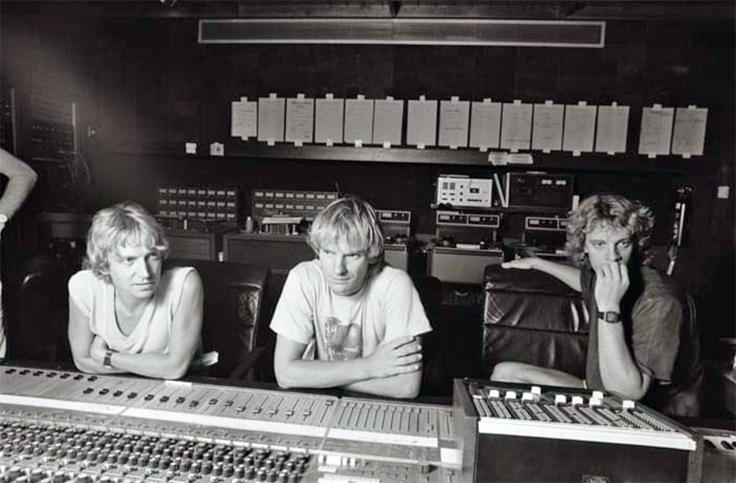 The Police with Ampex reel tape recorders