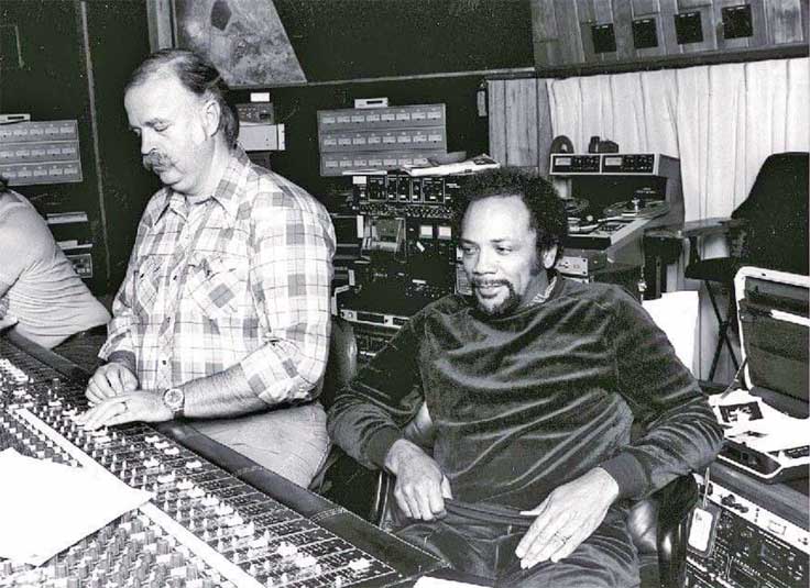 Quincy Jones wirh Ampex and 3m reel tape recorders