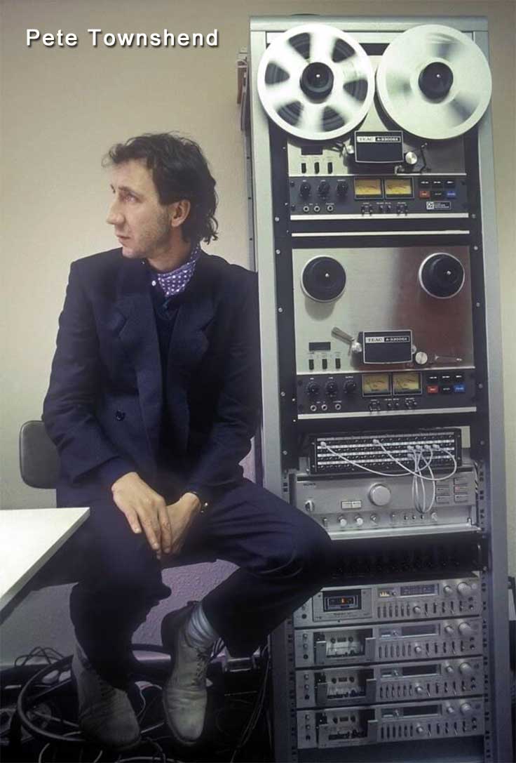 Pete Townshend with Teac reel tape recorder