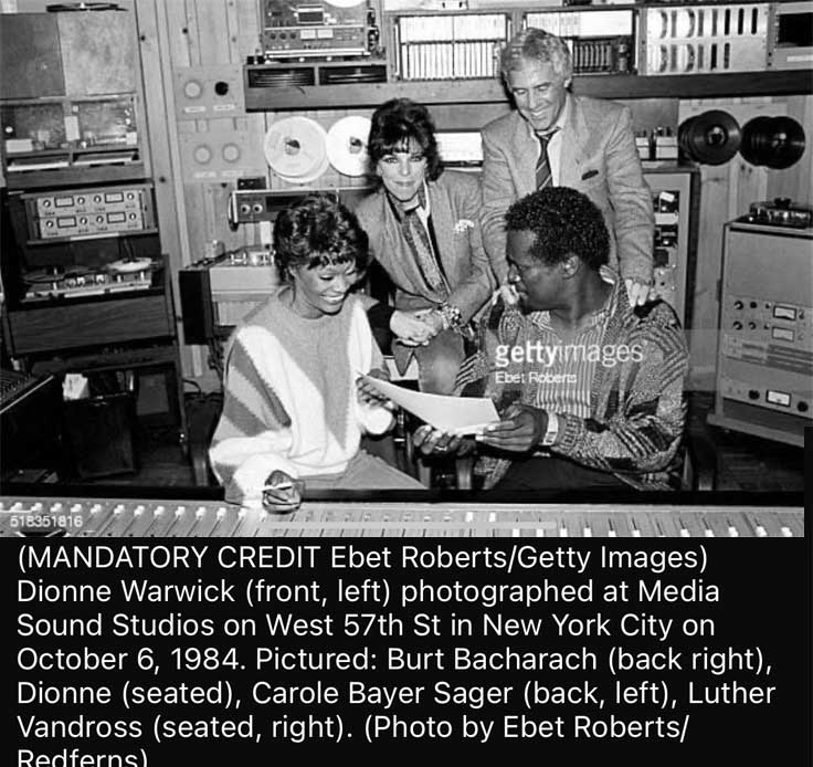 R2R Stars Dionne Warwick, Carole Bayer Sager, Burt Bacharach, and LutherVandross with Teac and MIC/Sony reel tape recorders