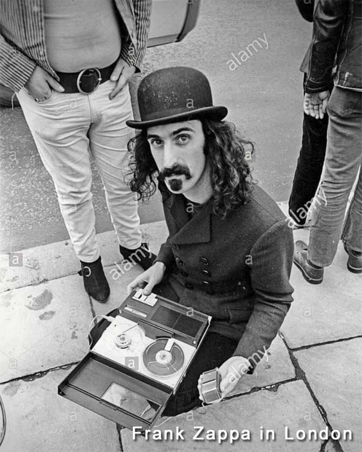 Frank Zappa with tape recorder in London