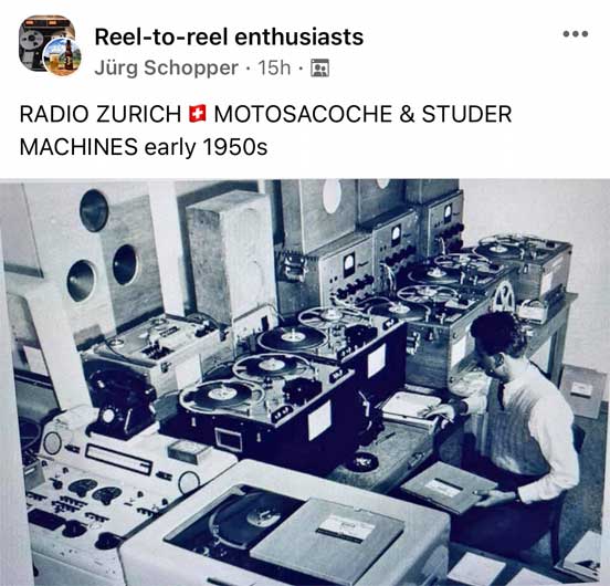 Radio Zurich showing Motosacoche and Studer tape recorders