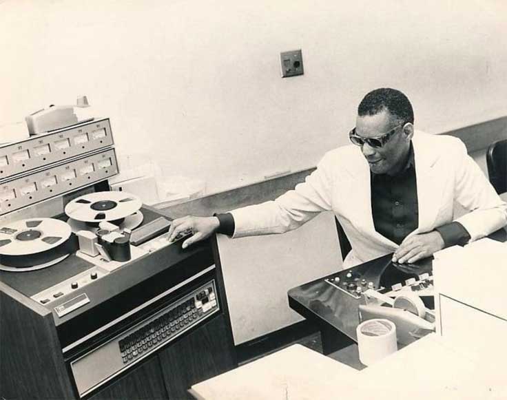 Ray Charles with 3M reel tape recorder