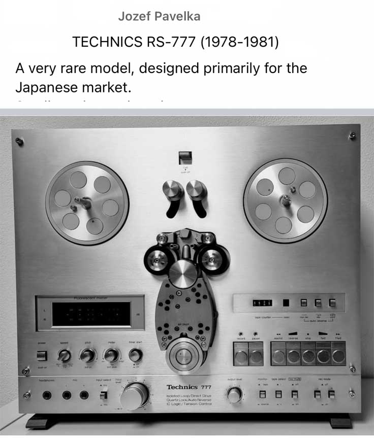 Technics RS-777 - Japanese Technics reel tape recorder 1978 to 1981