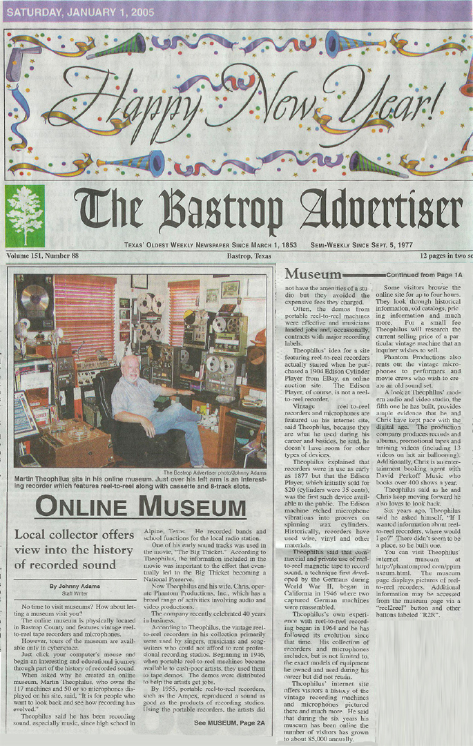 Johnny Adam's Bastrop Advertiser article on MOMSR